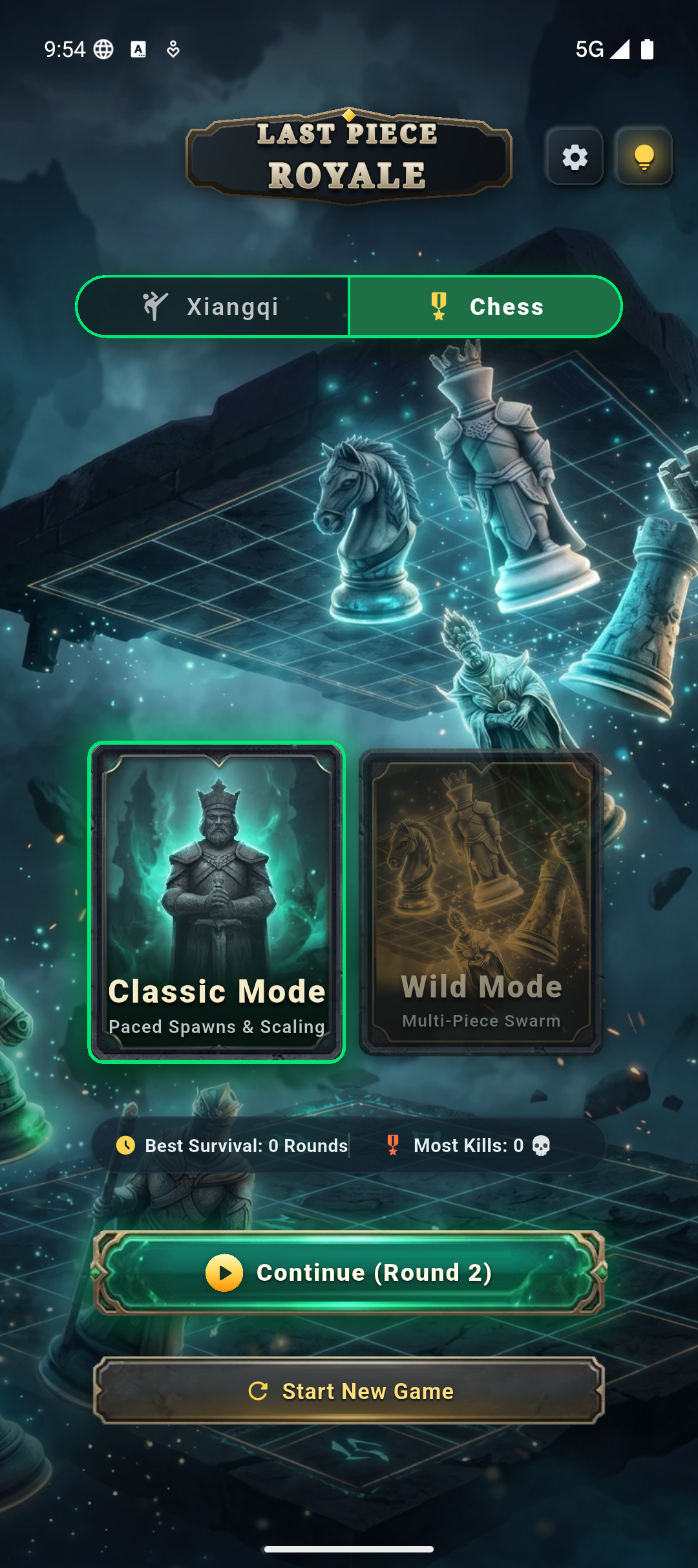 Home Screen and 3D Stone-Carved Chess Board